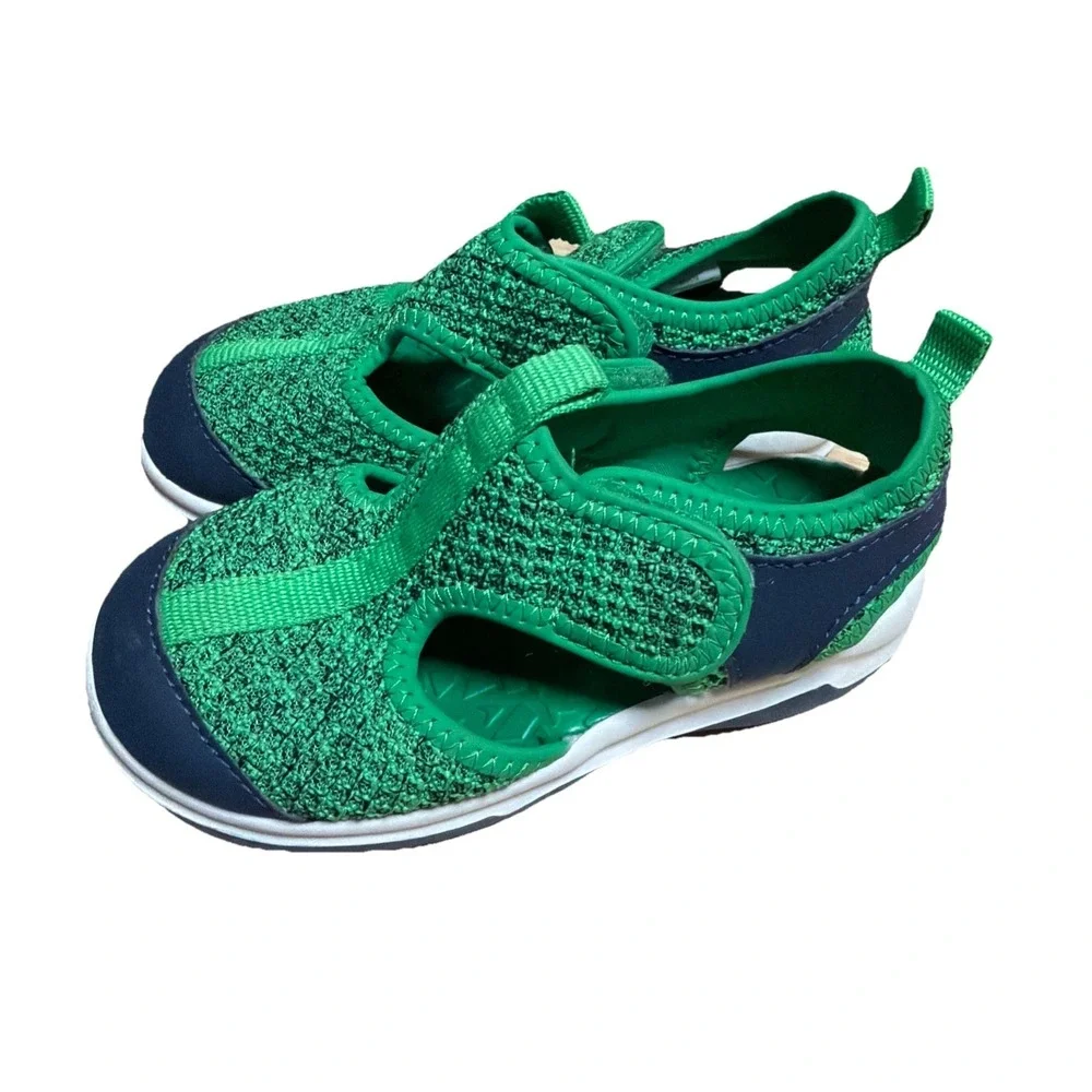 Lands End Water Sandals Little Kids 11 Green Navy Closed Toe Water Shoes